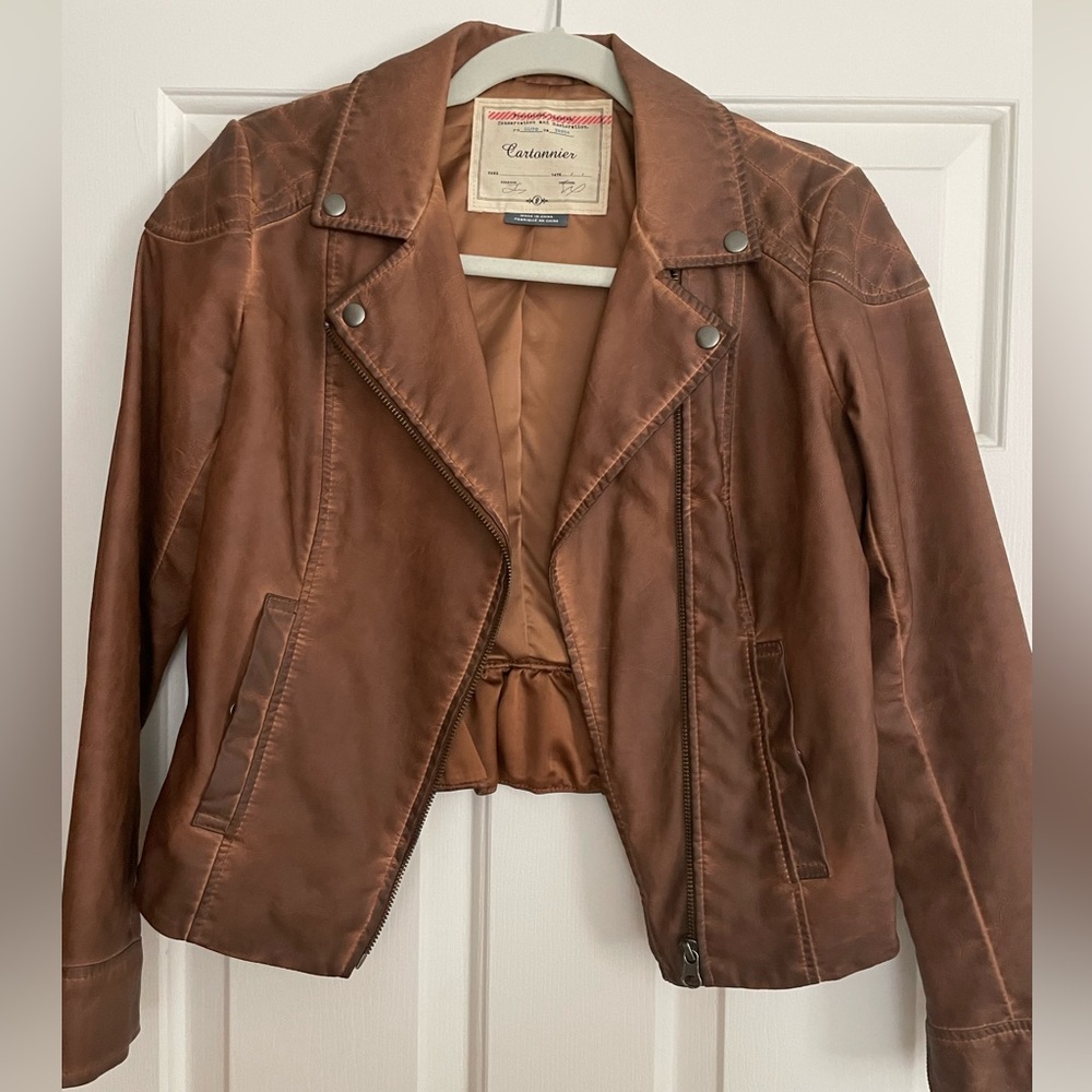 Cartonnier Brown Vegan Leather Jacket (Anthropologie)